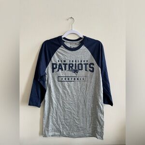 New England Patriots Nike Raglan 3/4 Sleeve T-Shirt - Gray/Navy - Men’s S